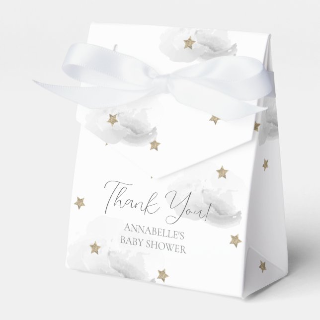 Ballotins Etoiles d'or et Baby shower de nuages gris (Verso)