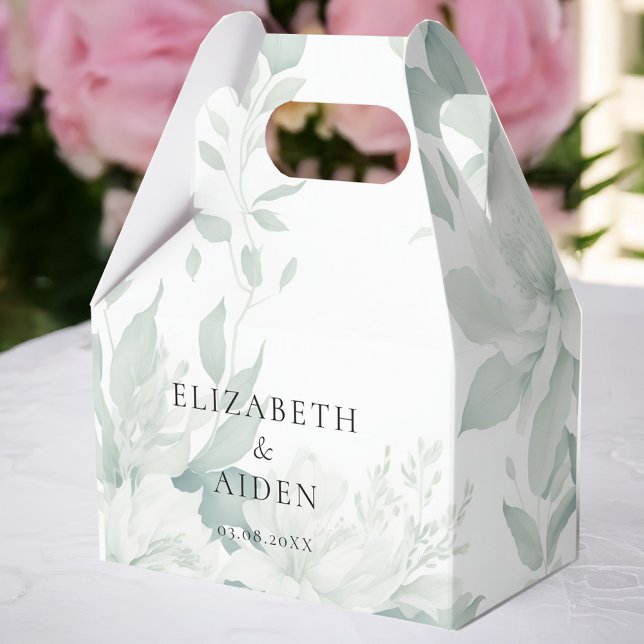 Ballotins Eucalyptus, Lumineux, Boîte Mariage (Personalized Eucalyptus, Bright, Wedding Box with your name + date.)