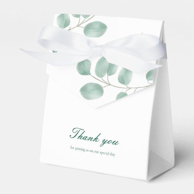 Ballotins Eucalyptus Moderne Mariage Favor Boîte Cadeau Merc (Verso)