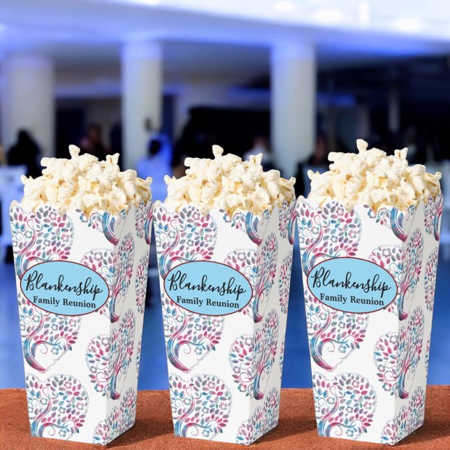 Ballotins Événement spécial Art de l'arbre à coeur multicolo (front popcorn favor box template)