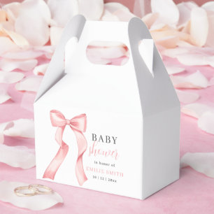 Ballotins Faire-part de Baby Shower avec Nœud Rose, Rose Coq