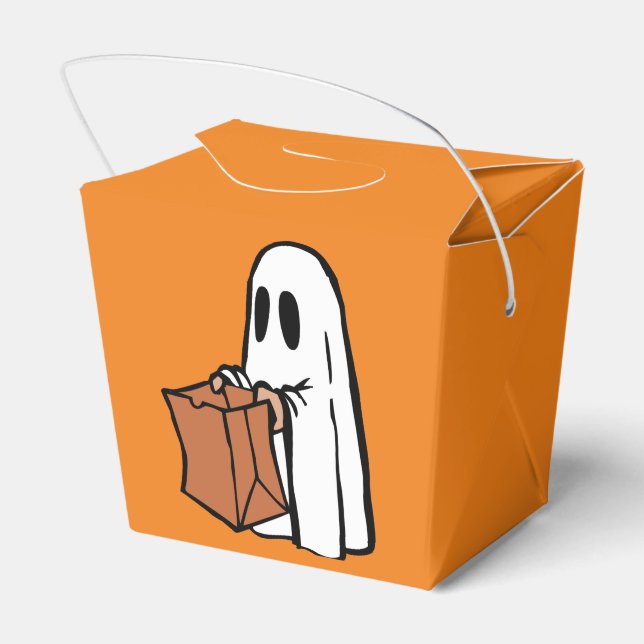 Ballotins Fantôme blanc avec boîte à goodie de sac à coller  (Arrière)
