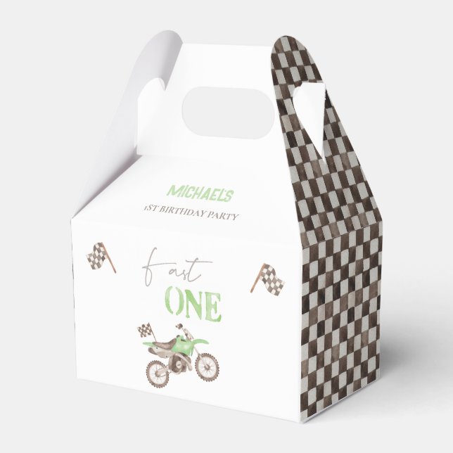 Ballotins Fast ONE Lime Green Dirt Bike Birthday Ballotin (Verso)