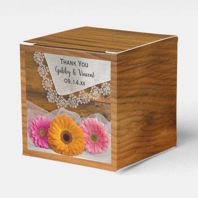 Ballotins Faux Barn Bois Daisy Trio Mariage dentelle (Verso)