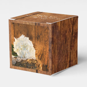Ballotins Faux Barn Wood, Blanc Hydrangea Barn Wood Mariage