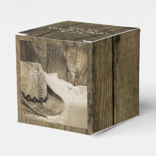 Ballotins Faux Barn Wood et Cowboy Casquette Western Mariage