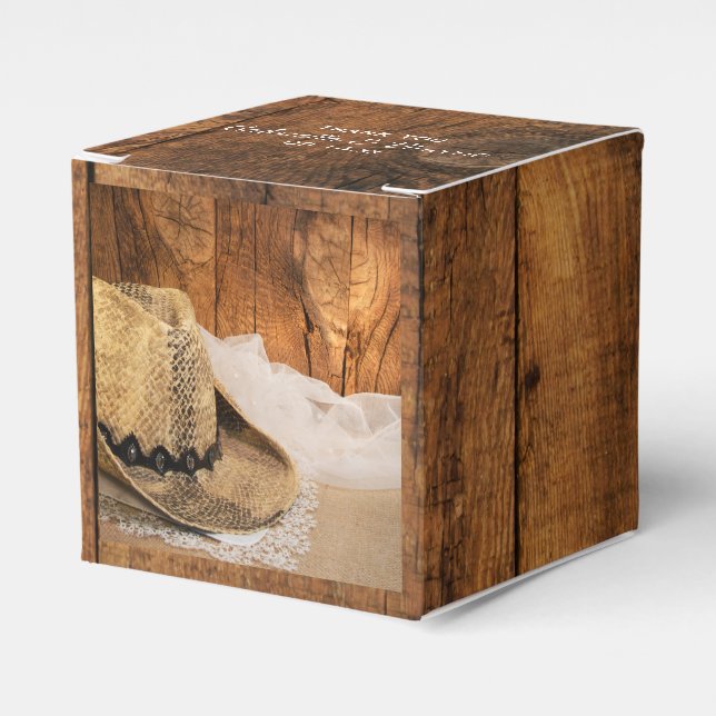 Ballotins Faux Barn Wood et Cowboy Casquette Western Mariage (Verso)