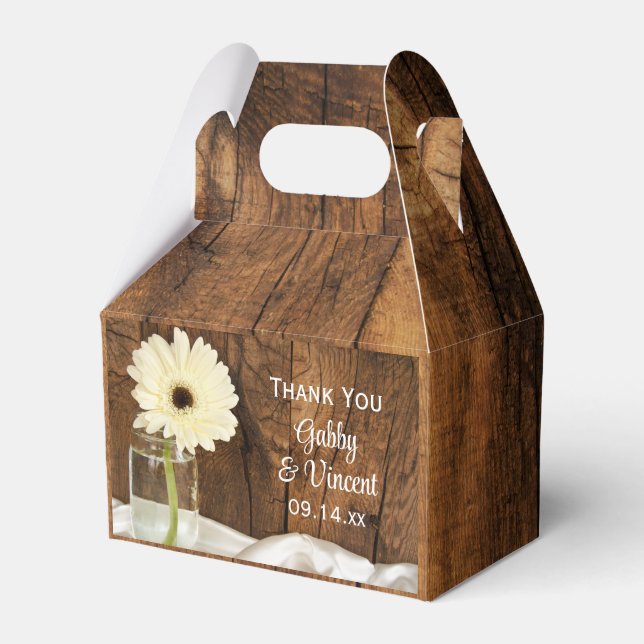 Ballotins Faux Barn Wood Mason Jar White Daisy Barn Mariage (Verso)