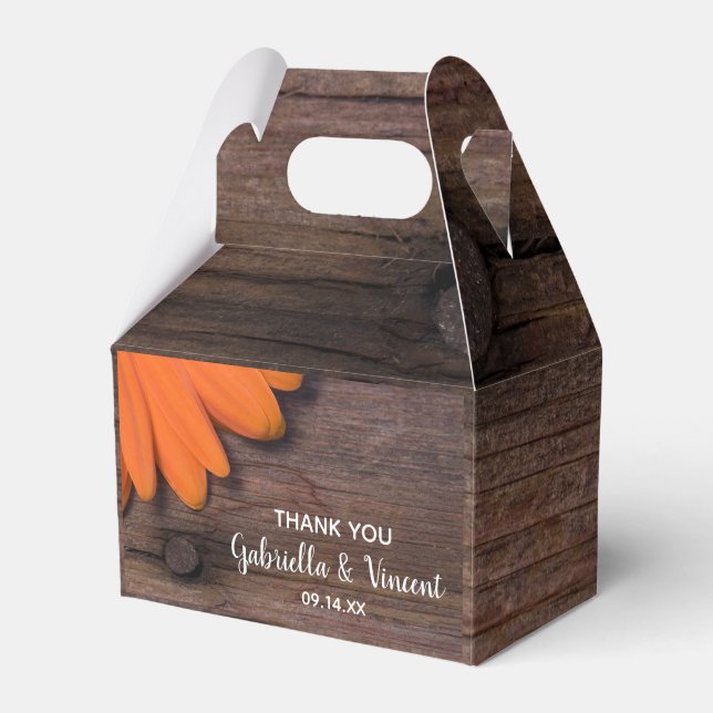 Ballotins Faux Barn Wood Rustic Orange Daisy Mariage (Verso)