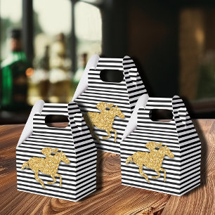 Ballotins Faux Gold Parties scintillant Race Horse Black Whi