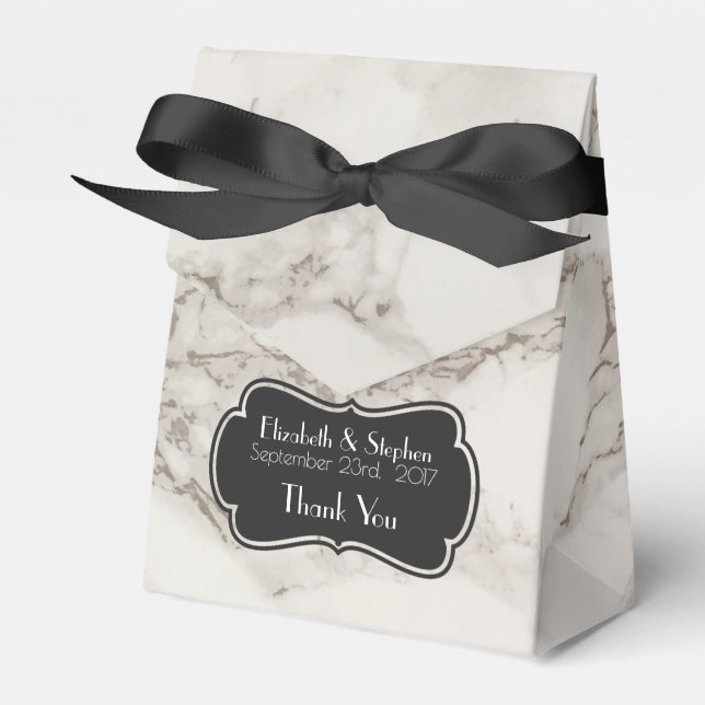 Ballotins Faux Marbre Albâtre Taupe Tan Mariage Merci (Verso)