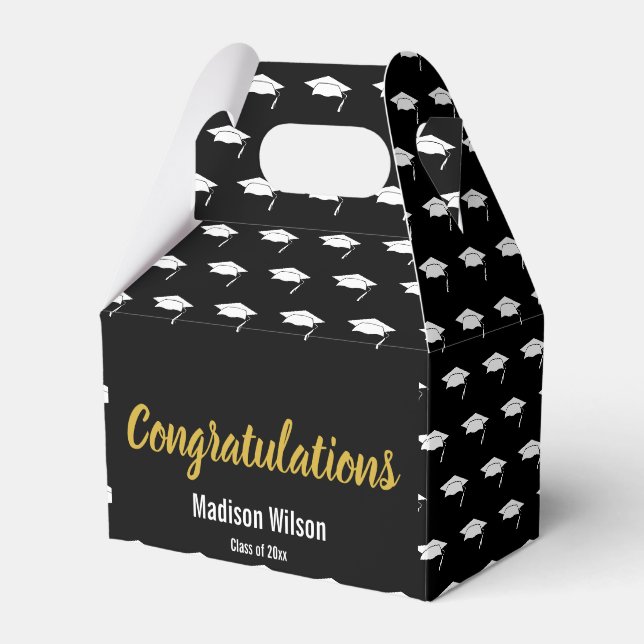 Ballotins Félicitations Black White & Gold Graduation Grad (Verso)
