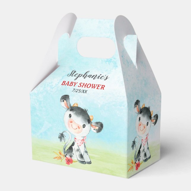 Ballotins Ferme de Baby shower de vache aquarelle (Verso)