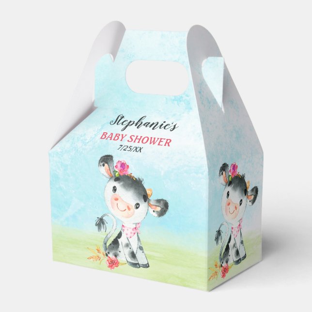 Ballotins Ferme de Baby shower de Vache de fille aquarelle (Verso)