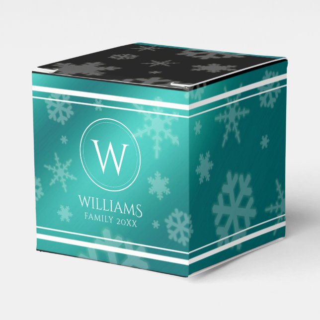 Ballotins Festif Blue Foil Snowflakes Monogramme Nom (Verso)