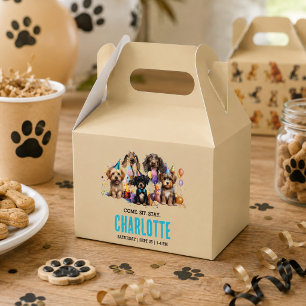 Ballotins Fête d'anniversaire de chien avec chiots aquarelle