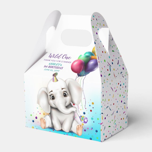 Ballotins Fête d'anniversaire de l'éléphant mignon (Verso)