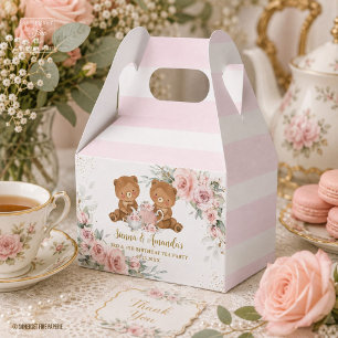 Ballotins Fête d'anniversaire ours en peluche floral rose ca