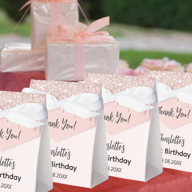 Ballotins Fête d'anniversaire rose gouttes d'or merci (Créateur téléchargé)