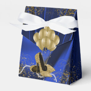 Ballotins Fête d'anniversaire royale bleue et or pour femme