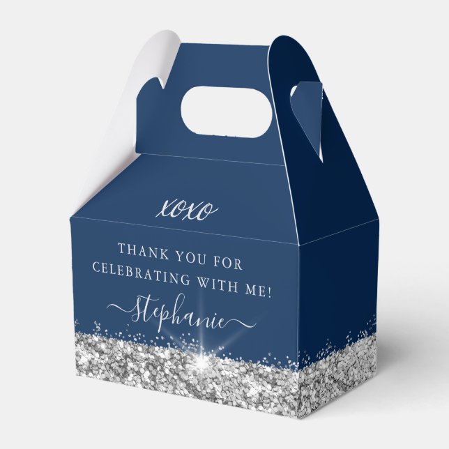 Ballotins Fête d'anniversaire Silver Blue Parties scintillan (Verso)