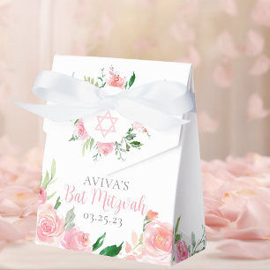 Ballotins Fête de Bat Mitzvah Florale Aquarelle Rose Élégant