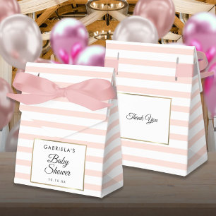 Ballotins Fête de bébé élégante rayée rose avec doré