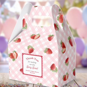 Ballotins Fête de bébé fille à la fraise avec Gingham rose