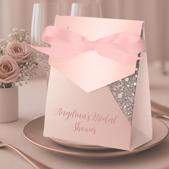 Ballotins Fête de Mariage Élégante Rose Gold (Display on plates or tabletops — a stylish rose gold favor box for personalized bridal table decor)
