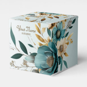 Ballotins Fête de mariage Turquoise Fleur blanche Feuilles d