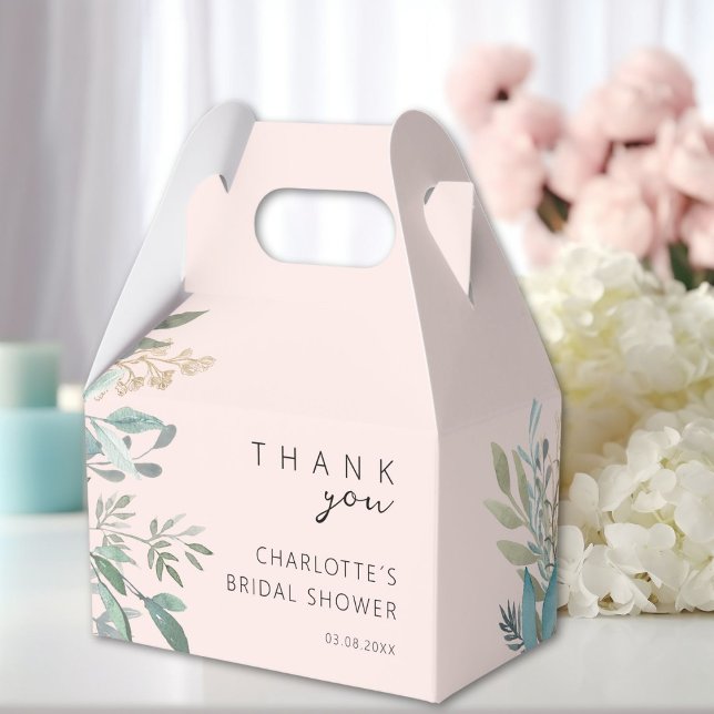 Ballotins Fête des mariées feuillue (Personalized Leafy Bridal Shower Favor Boxes)