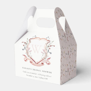 Ballotins Fête des mariées Monogram Crest Fleur sauvage rose