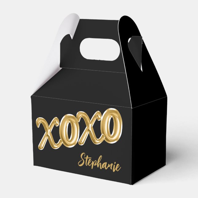 Ballotins Fête Favoriser XOXO Black Gold Balloon personnalis (Verso)