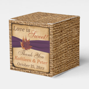 Ballotins Feuilles d'automne, Ballotin de burlap FAUX - viol