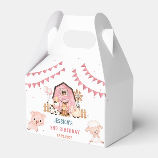 Ballotins Fille rose Animaux de ferme Anniversaire (Verso)