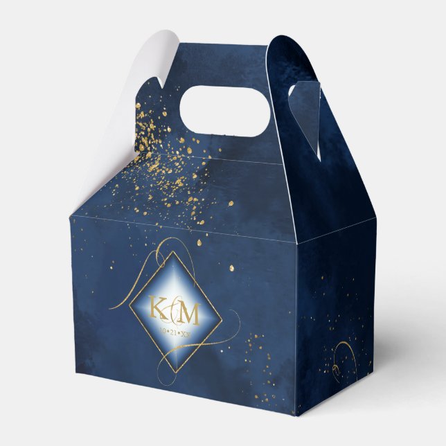 Ballotins Fine Lines Gold Abstrait Mariage V3 Navy ID867 (Verso)