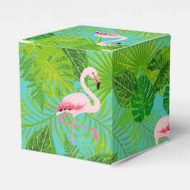 Ballotins Flamant rose palme tropicale boîte à cadeaux