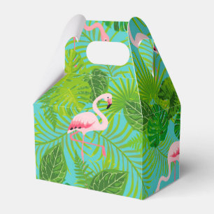Ballotins Flamant rose palme tropicale boîte à cadeaux