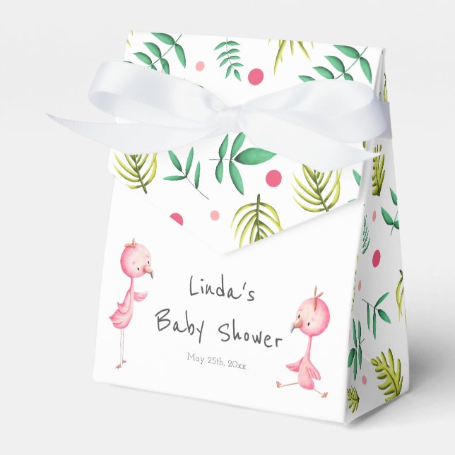Ballotins Flamant rose tropical Baby shower jumeaux Personna (Verso)