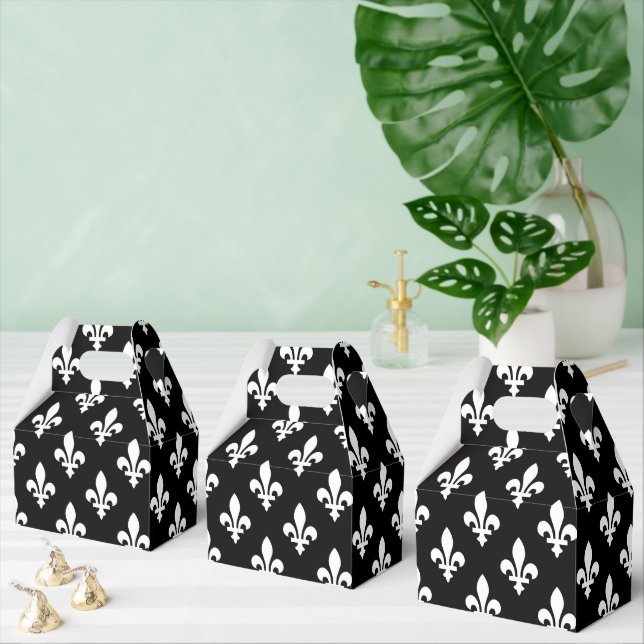 Ballotins Fleur de Lis Motif, Royal French, Blanc sur Noir (Multiple)