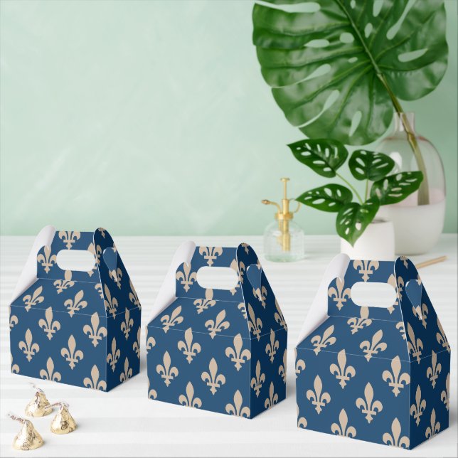 Ballotins Fleur de Lis Motif, Royal French, Crème sur Blue (Multiple)