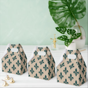 Ballotins Fleur de Lis Motif, Royal French Green on Cream
