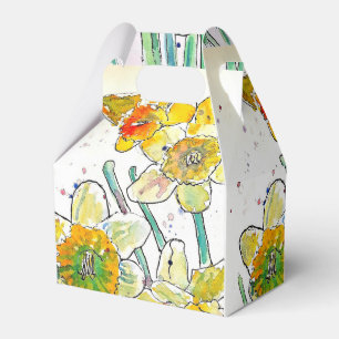 Ballotins Fleur jonquille jaune Aquarelle Anniversaire