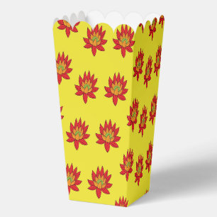Ballotins Fleur orangée et rouge sur jaune