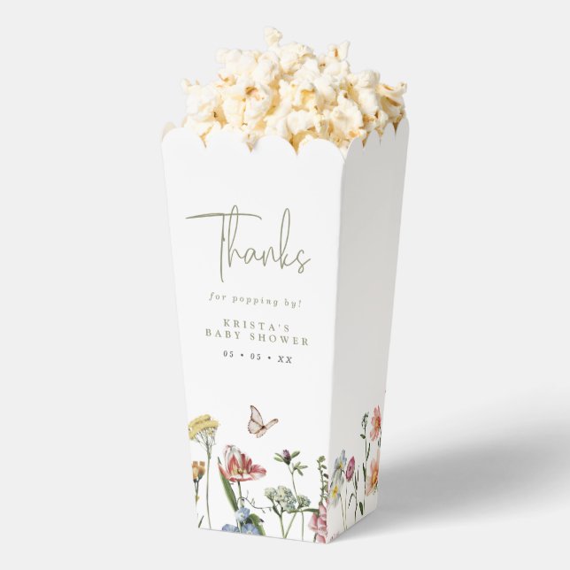 Ballotins Fleur sauvage Baby shower Merci Popcorn (Sauté)