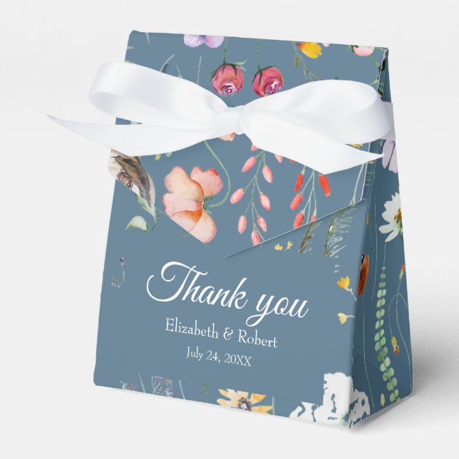 Ballotins Fleur sauvage bleu Dusty Mariage Merci (Verso)