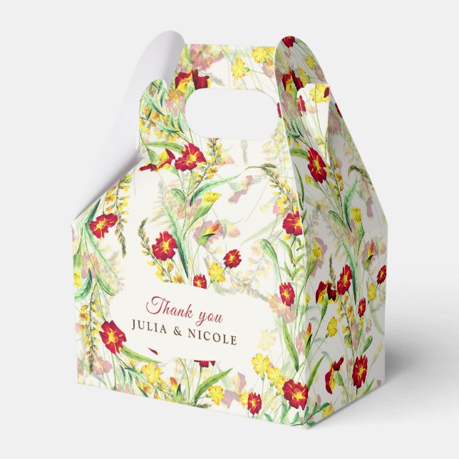 Ballotins Fleur sauvage Jaune Marigold Mariage de feuillage (Verso)