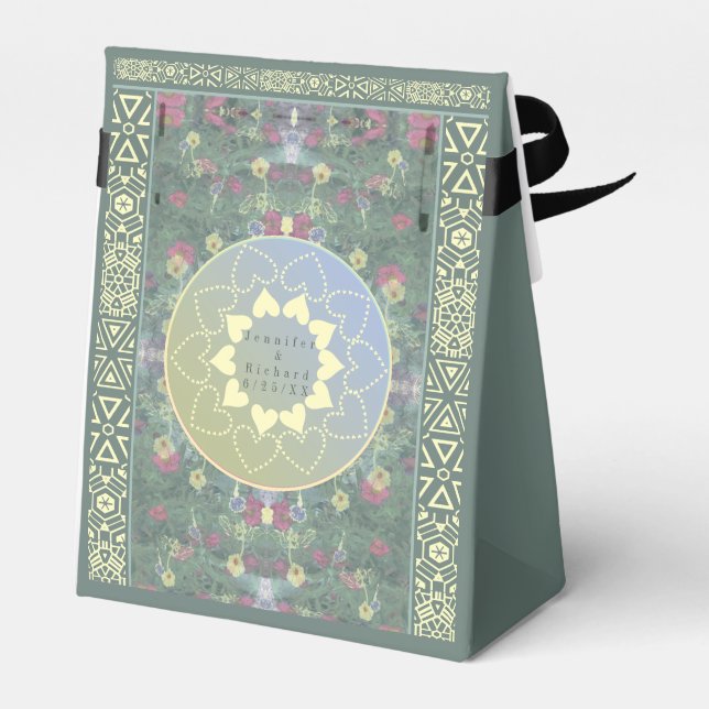 Ballotins Fleur sauvage mariage Mandala avec/Couple+Date (Arrière)