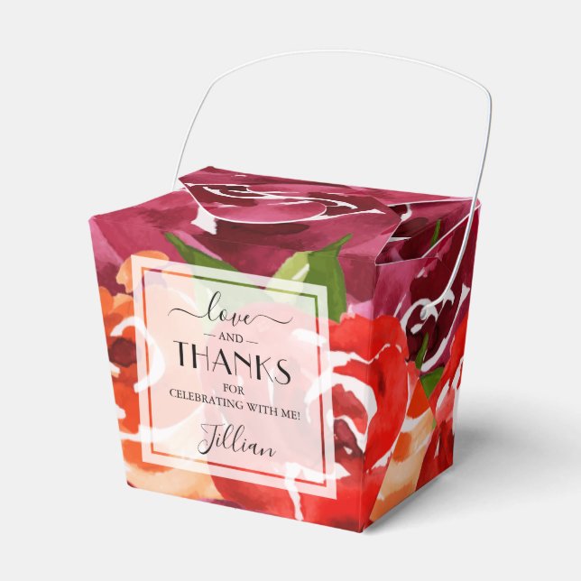 Ballotins Fleurs aquarelles rouge orange claret (Verso)