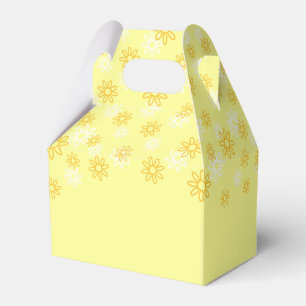 Ballotins Fleurs blanches et jaunes sur Pastel Jaune
